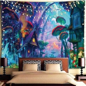 Magical Forest Mushroom Tapestry